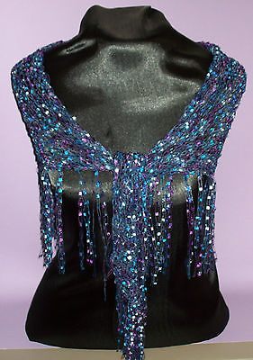 Dressy Shawlette - Blue/Laven - Shawl -  Perfect for Parties and the Holidays!!!