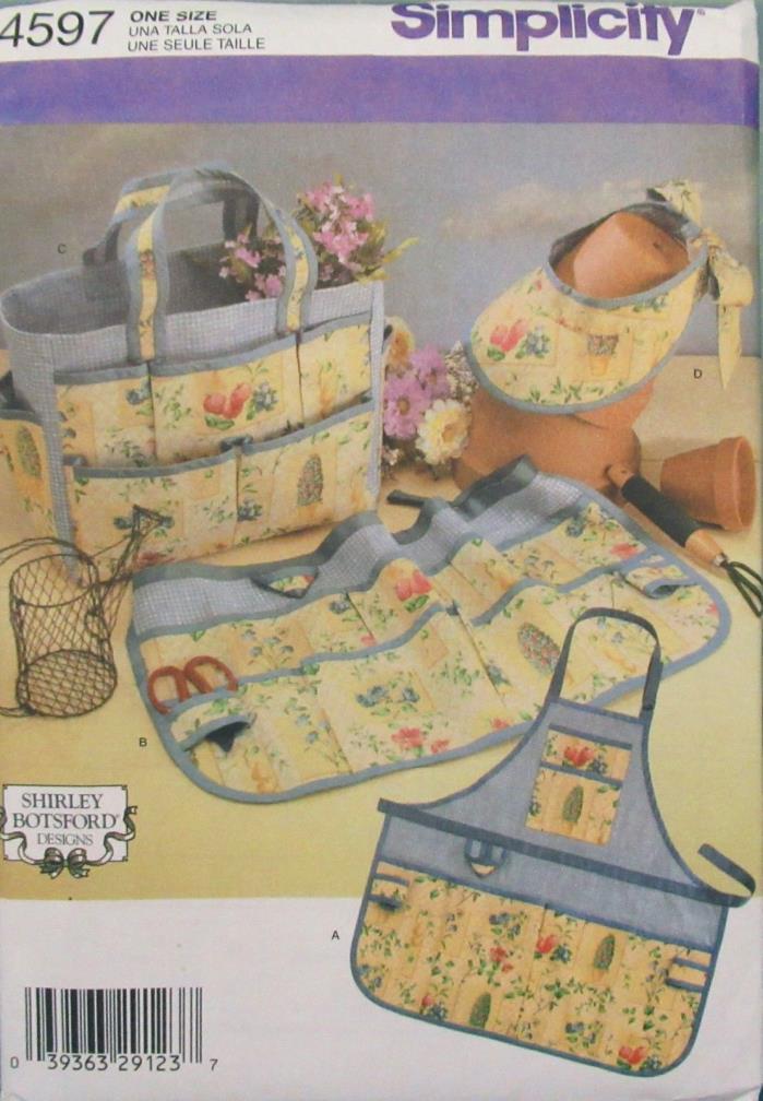 Simplicity Sewing Pattern 4597 Garden Tool Accessories Apron Tote Visor UNCUT