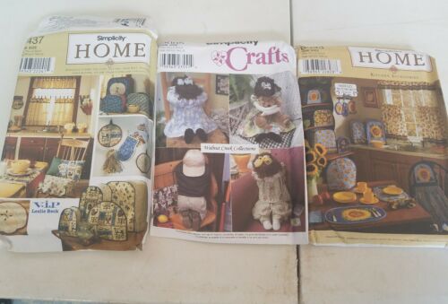 Lot of 3 Simplicity Home and Craft Sewing Patterns