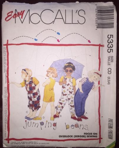 Uncut Pre-owned EASY MCCALL Sewing Pattern 5335 Girl's Kids Sizes 2, 3, 4 Romper