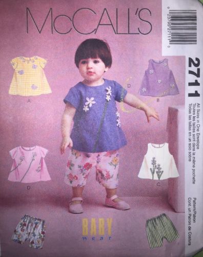 New MCCALL'S Sewing Pattern 2711 Summer Baby Wear Infant Dress Top Capri Pants