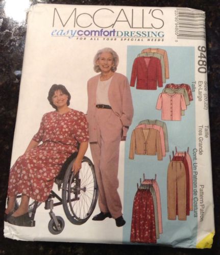 McCall's #9480 Uncut FF Pattern For Special Needs Dressing Wheelchair Sz 20/22