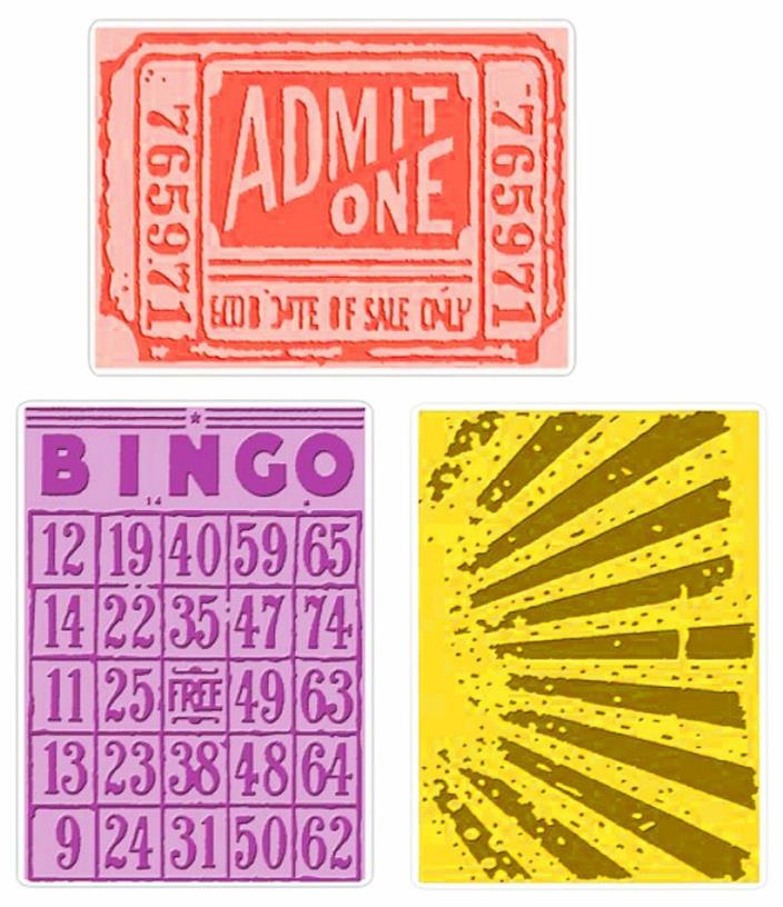 Sizzix ~ Tim Hotlz Alterations Embossing Folders Playing Games Bingo Ticket ~ B7