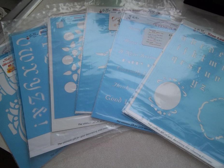 Lot of 6 Laser & American Traditional STENCILS – unopen Holiday & Alphabet 8x10