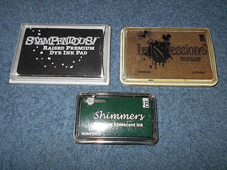 INKXPRESSIONS & STAMPENDOUS RAISED PREMIUM DYE INK PADS GOLD GREEN BLACK SEALED