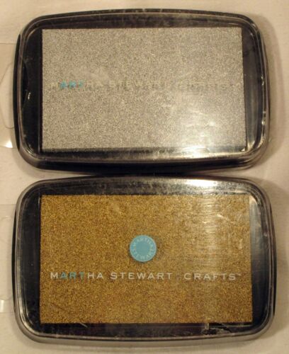 NEW~MARTHA STEWART Crafts Archival Acid-free Pigment Ink Pads~ Set 2 Gold/Silver