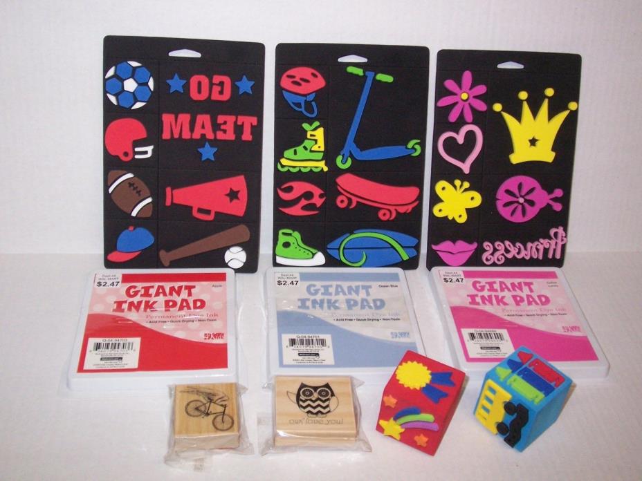 Foam & Wood ink stamps & Ink pads~kids crafts NEW