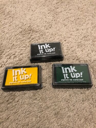 NICOLE Ink It Up BLACK  GREEN YELLOW NON TOXIC Pigment Ink Stamp Pad New