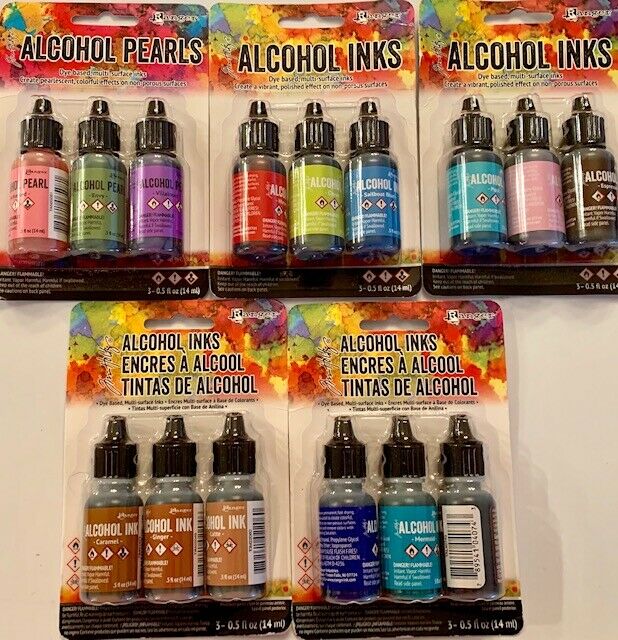 TIM HOLTZ - 15 COLOR ALCOHOL INKS & PEARL ALCOHOL INK  PACKAGE #9