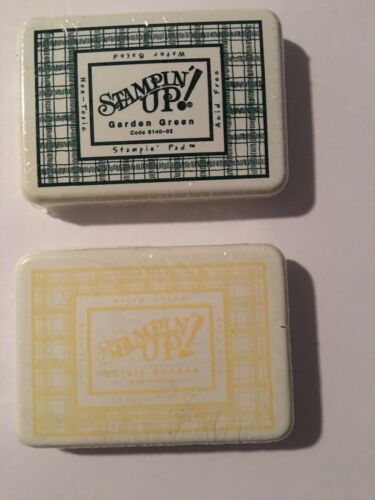 STAMPIN' UP!  lot of 2 Old Style stamp pads sealed YELLOW Banana GARDEN GREEN
