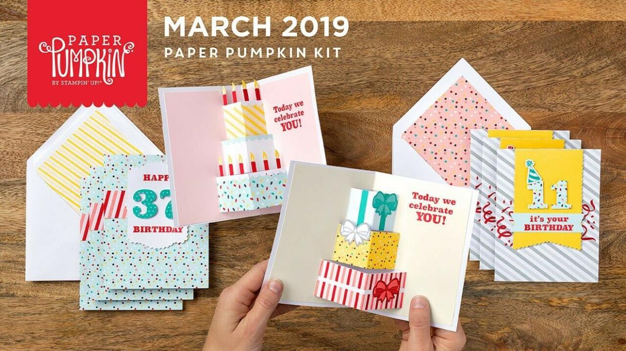 Paper Pumpkin Kit March 2019 Poppin' Birthday NIB with BONUS stamp set!!!