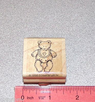 Baby Teddy Bear Stamp Single Teddy Doll with Bib HTF by Stampin Up Bow Bear