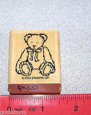 Teddybear Stuffed Bear Rubber Stamp Single Stampin Up Buttons Bows & Twinkletoes