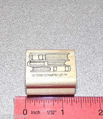 School Books Stamp Single Stacked Library Books Rare HTF by Stampin Up Bow Bear
