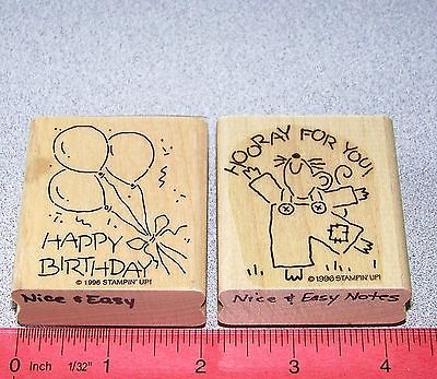 Happy Birthday Rubber Stamp 2pc Singles for you by Stampin Up Nice & Easy Notes