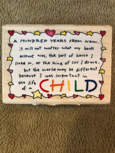 Kathy Davis NEW Rubber Stamp Craft Important in Life of a Child Teacher Gift A