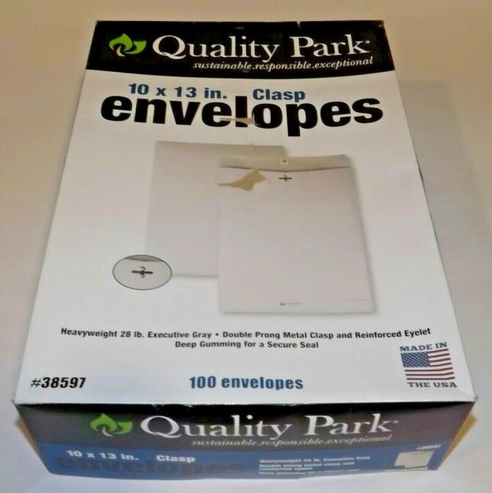 Quality Park 38597 Clasp Envelope, 10 x 13, 28lb, Executive Gray, 100 / box