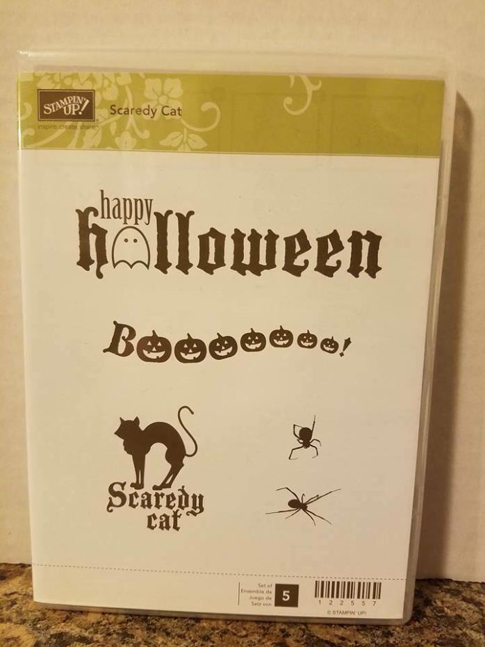 RARE Retired Stampin Up SCAREDY CAT Happy Halloween Spiders Boo - NIP