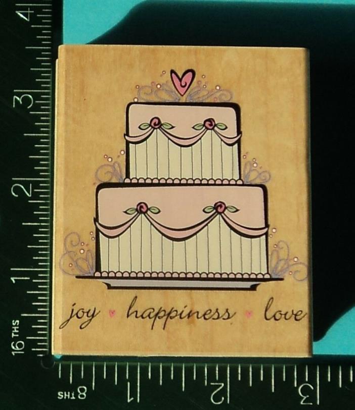 JOY  HAPPINESS  LOVE CAKE Rubber Stamp by Hero Arts