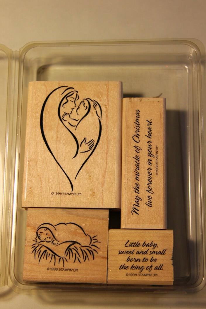 Stampin' Up - Miracle of Christmas wood mount stamps set of 4