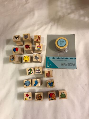 wooden rubber stamps lot