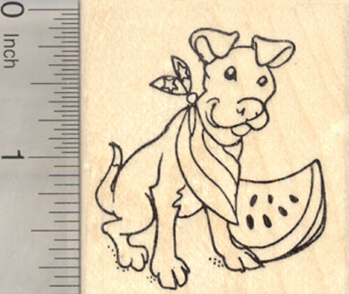 4th of July Pitbull Terrier Rubber Stamp, Staffordshire Dog G27705 WM