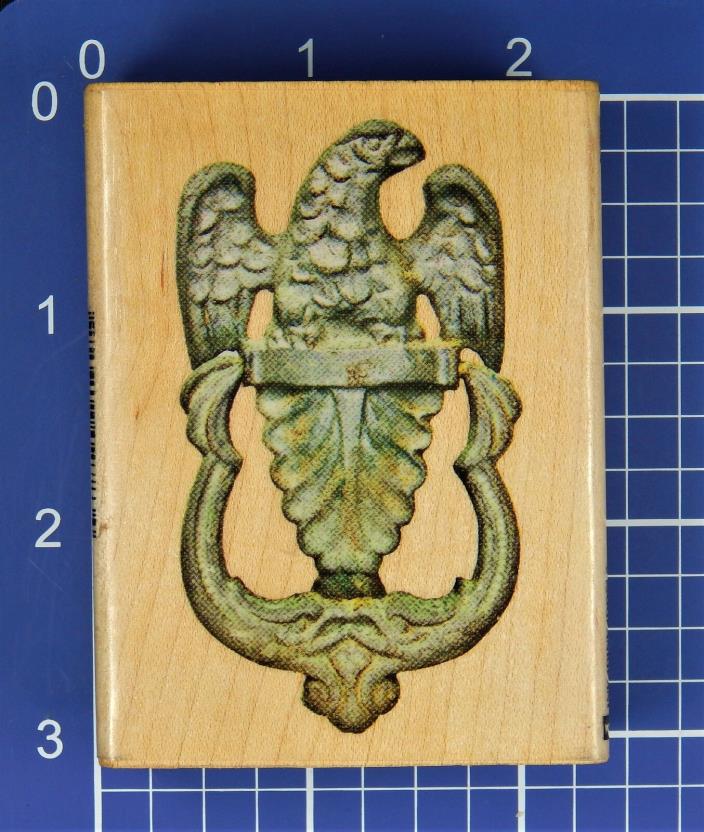 EAGLE DOOR KNOCKER, Highly Detailed Wood Mounted Rubber Stamp by Inkadinkado EUC