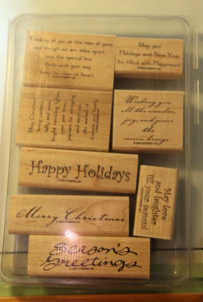 Stampin' Up - Season's Greetings Wood Mount Stamp Set of 8 Holiday