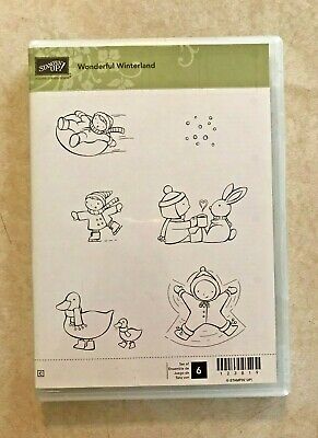 STAMPIN UP  WONDERFUL WINTERLAND RUBBER STAMP SET - ASSEMBLED - WINTER CHILDREN