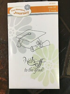 Fun Stampers Journey, Item#AT0091- Hats off to the Grad! Set of 2 cling mount