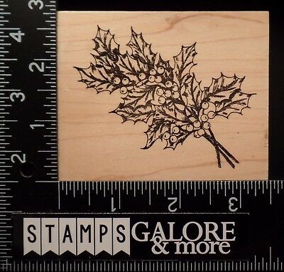 GREAT IMPRESSIONS RUBBER STAMPS CHRISTMAS H190 SPRAY HOLLY BRANCH BERRIES