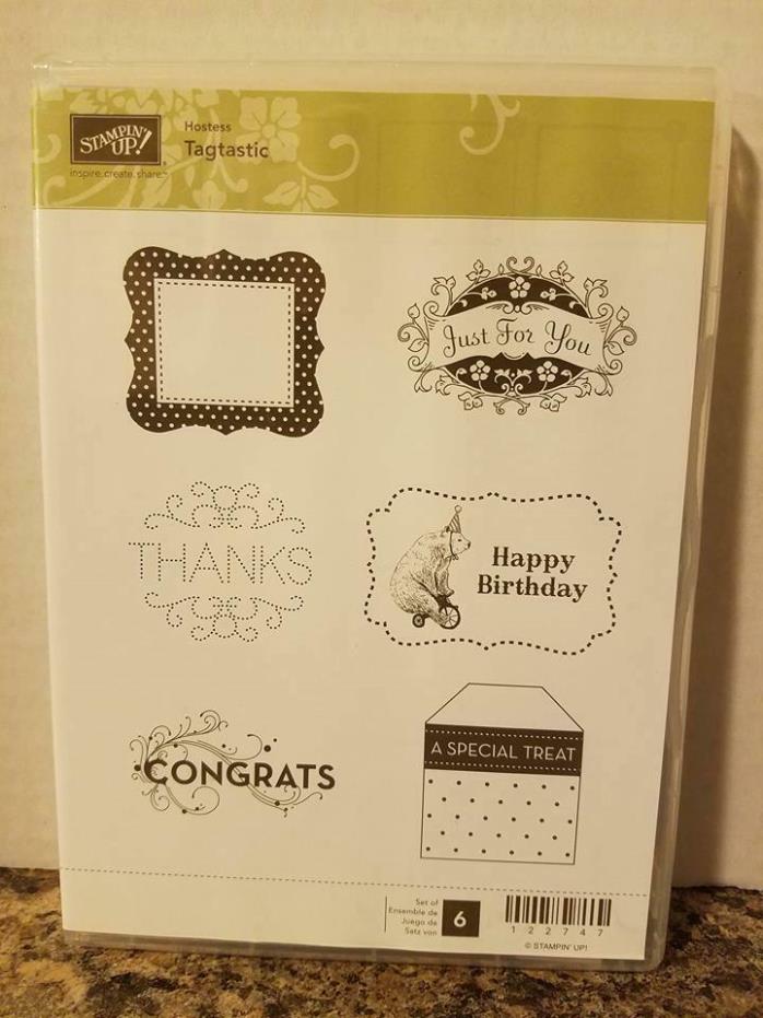 STAMPIN UP CLEAR MOUNT 6 STAMP SET Tagtastic Hostess TAGS Just for You CONGRATS
