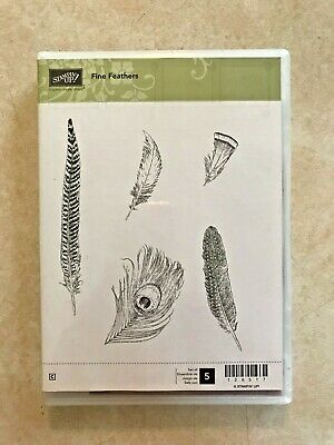 STAMPIN UP FINE FEATHERS RUBBER STAMP SET - BIRD PEACOCK FEATHERS SLIGHTLY USED