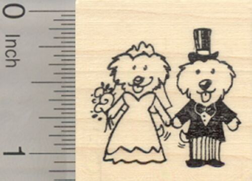 Bichon Frise Wedding Rubber Stamp, Dog Bride and Groom, Maltese D27703 WM
