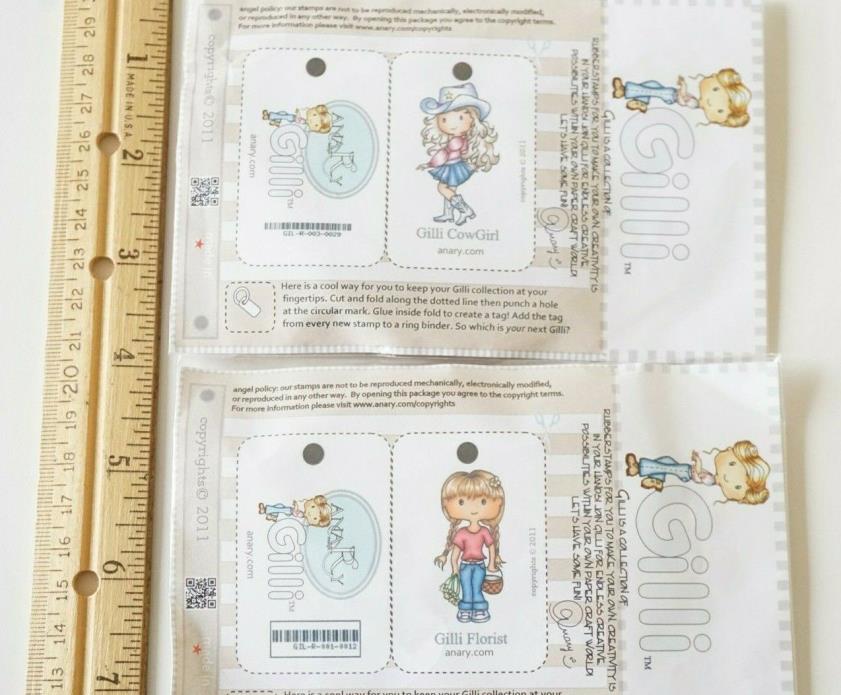 2 GILLI Girl Stamps COWGIRL FLORIST 2011 ANARY NEW!!