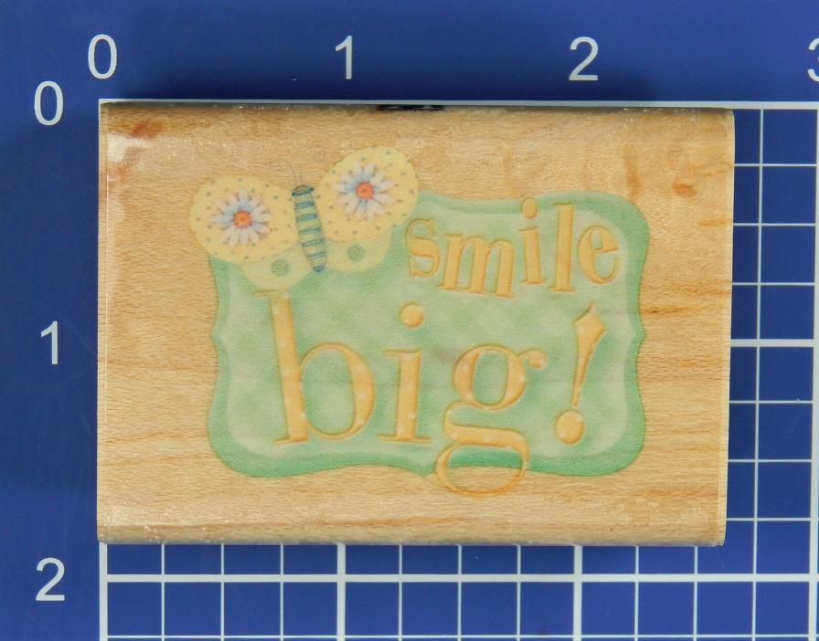 SMILE BIG, Wood Mounted Rubber Stamp by Tim Coffey, Inkadinkdo K & Company
