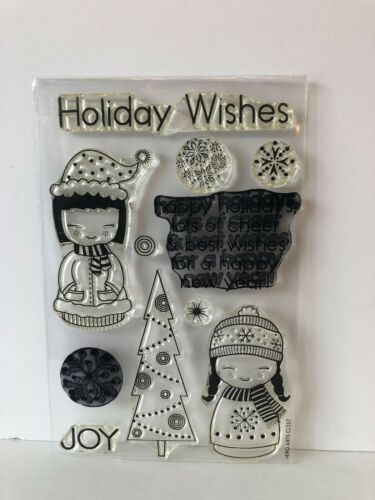 Hero Arts ” Holiday Dolls- Wishes- Joy- Christmas Tree- Poly Clear Stamps CL357