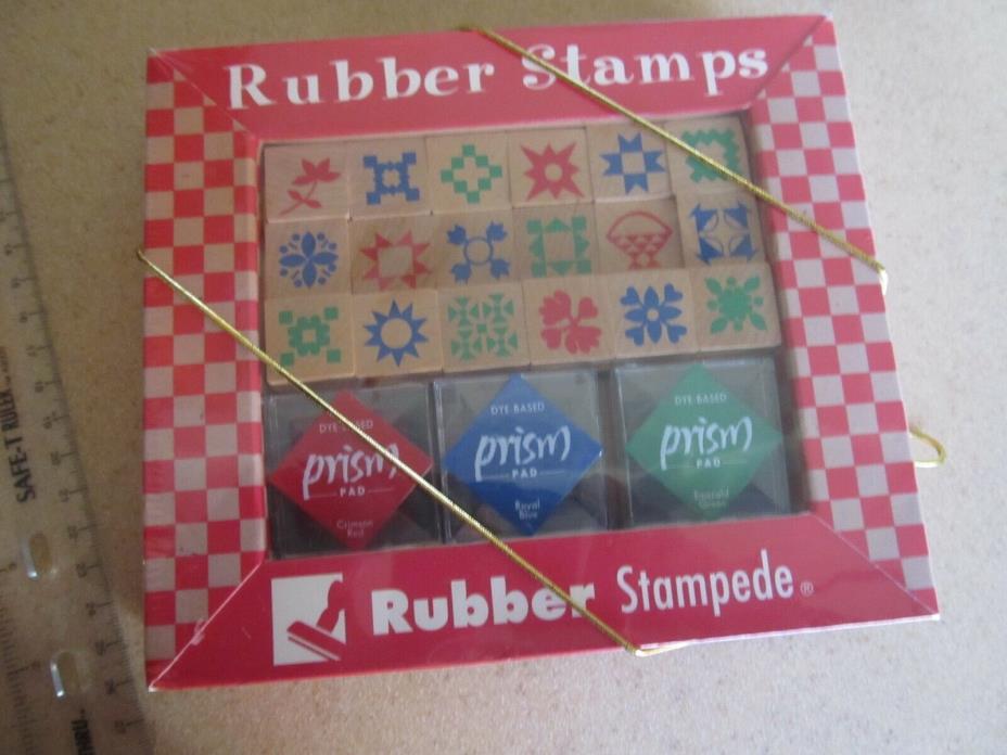 NIP Rubber  Stampede stamp Americana  Collection Quilt set  Wood 18