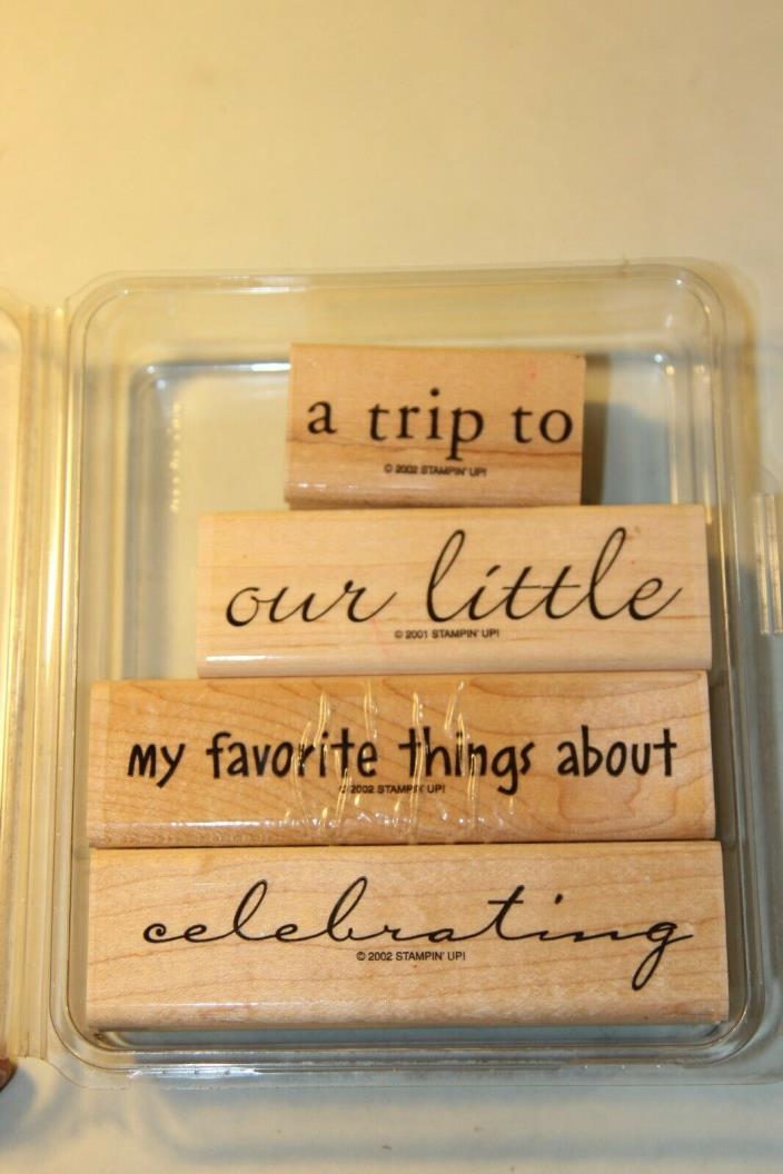Stampin Up Phrase Starters Set Of 4 Wood Mount Stamps great for scrapbooking