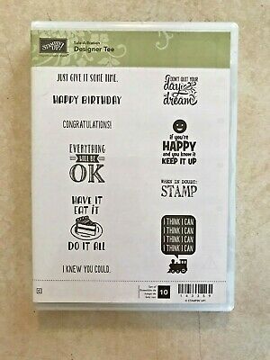 STAMPIN UP DESIGNER TEE RUBBER STAMP SET - NEVER USED - WORDS SAYINGS PHRASES