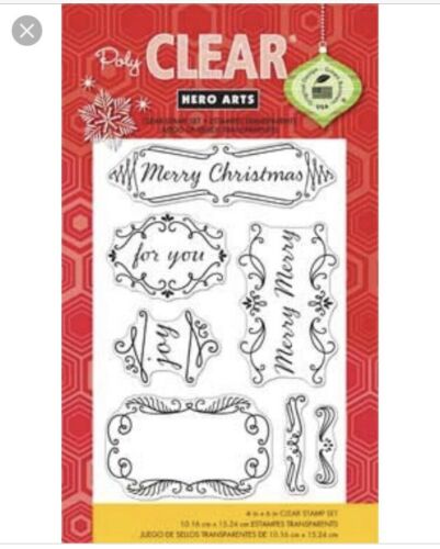 Hero Arts ” Fancy Christmas Message Tags- Borders Poly Clear Stamps CL713
