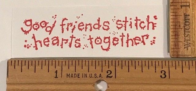 Good friends stitch hearts together ~ sewing quilting foam Rubber Stamp #7653