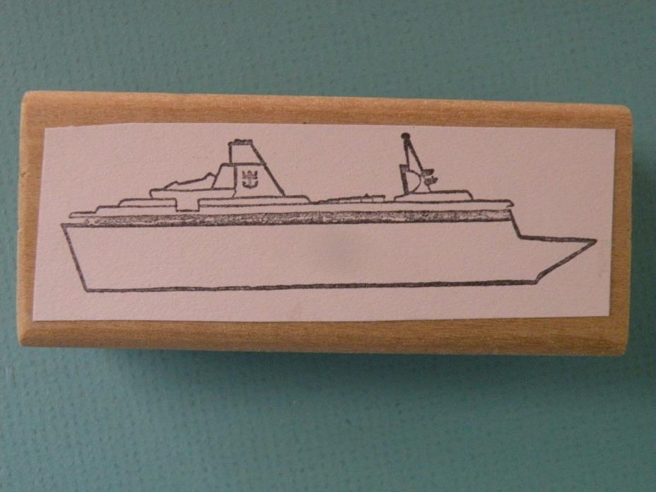 Ocean Liner Cruise Ship, Side View Rubber Stamp