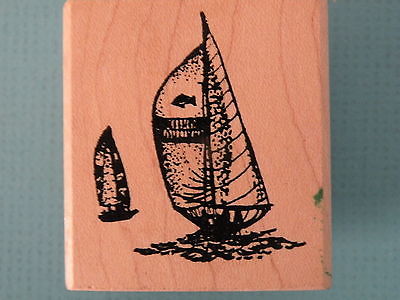 Sailboats Scene A STAMP IN THE HAND Rubber Stamp