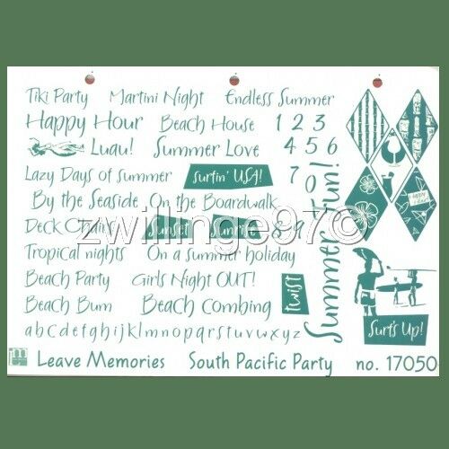 NEW UNUSED LEAVE MEMORIES SOUTH PACIFIC PARTY UNMOUNTED RUBBER STAMP SET Words