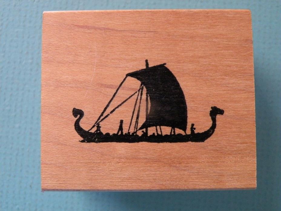 Asian Style Boat w/Sail LOVE TO STAMP Rubber Stamp Good for Landscape Scene