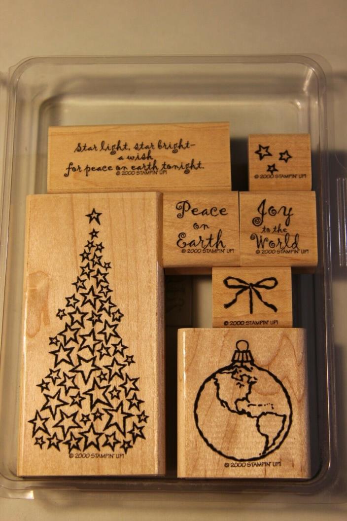 Stampin' Up!  Set of 7 Peace on Earth Rubber Stamps Christmas Tree World Star