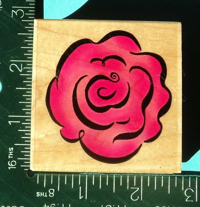 BRUSH STROKE OPEN ROSE Flower Rubber Stamp by Embossing Arts