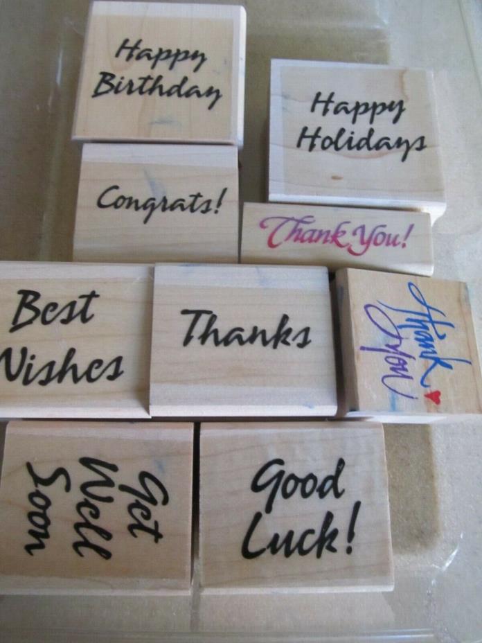 LOT 9 stamps   Stamping Up Bold & Basic Greetings Get Well Birthday Thank   USED