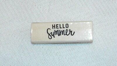 HELLO SUMMER WOOD MOUNTED RUBBER STAMP - 3 X 1 INCH